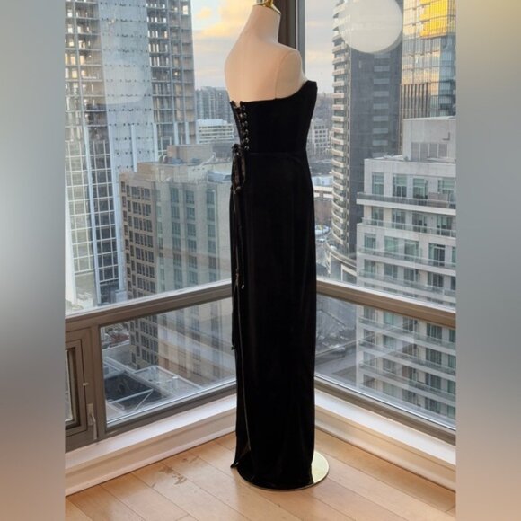 🆕 BRONX & BANCO 🧿 NWOT Florentina Corset Gown, Black Velvet, Sz M US 6 - Picture 8 of 13